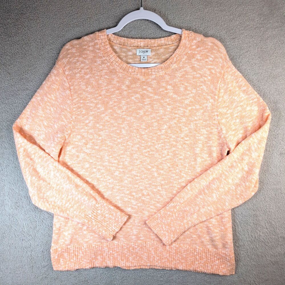J Crew Orange Sherbet Marl Heather Lightweight Sweater Womens M Coastal Spring - Picture 10 of 11